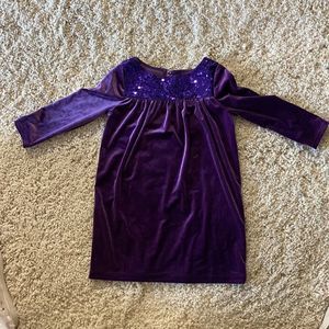 Girls Purple velvet sequins party christmas pagant church dress 6x-7 lands end